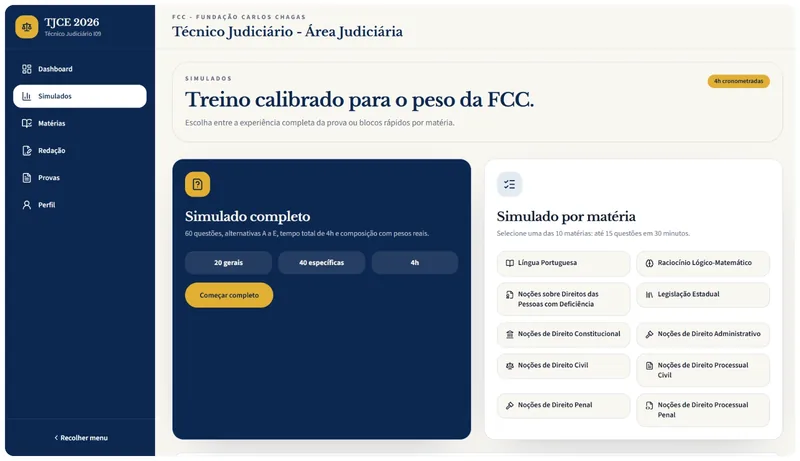 Mockup da plataforma TJCE 2026 em desktop e celular